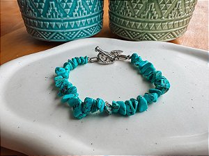 Pulseira Cascalho de Pedra Quartzo Azul
