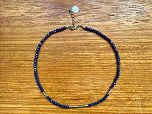 Colar Cristais Com Hematitas Azul Marinho