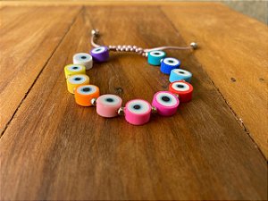 Pulseira Borrachinhas Olho Grego Coloridas
