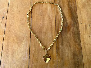 Colar Correntinha com Pingente Coração Dourado