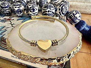 Pulseira Bracelete Coração Dourado