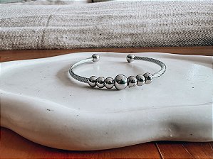 Pulseira Bracelete Prateada com Bolas