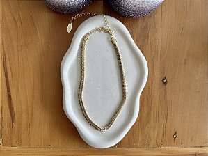Colar Choker Malha Dourado