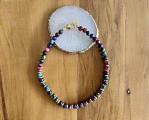Colar Choker Pedra Natural Colorido