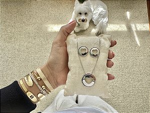 Conjunto Colar e Brinco Coração Zircônia
