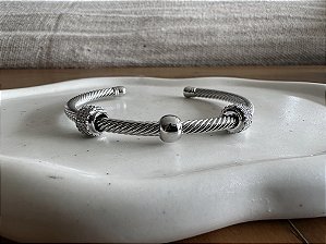 Pulseira Bracelete Prateado com Zircônia
