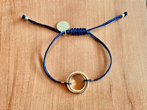 Pulseira Linha Preta com Moeda Dourada