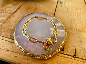 Pulseira Corrente Dourada com fêcho Coração