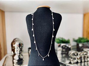 Colar Correntinha Prateada Gota