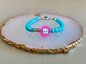 Pulseira Infantil Hello Kitty com Mini Cristais Azuis
