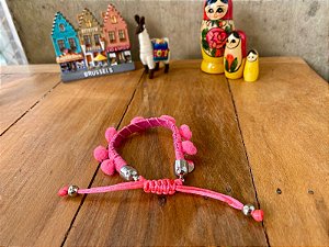 Pulseira Infantil Pompom Rosa