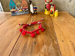 Pulseira Infantil Pompom Vermelho