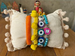 Kit de Pulseiras Infantis Amarelo