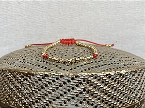 Pulseira Basic Dourada Vermelha com Nós