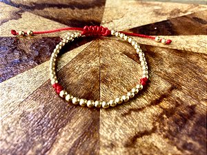 Pulseira Basic Dourada Vermelha com Nós