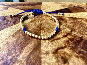 Pulseira Basic Dourada Azul-marinho com Nós