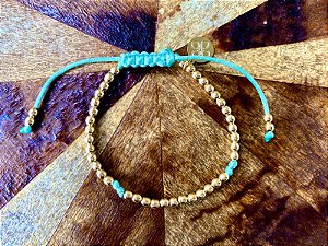 Pulseira Basic Dourada Turquesa com Nós