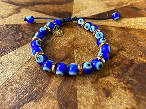 Pulseira Olho Grego com Elos Dourados