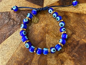 Pulseira Olho Grego com Elos Dourados