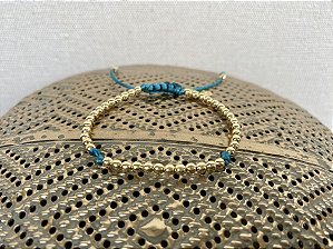 Pulseira Basic Dourada Azul com Nós