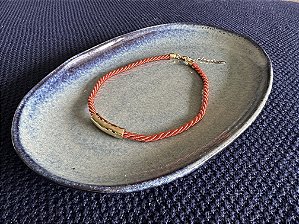 Colar Cordão de São Francisco Laranja e Dourado