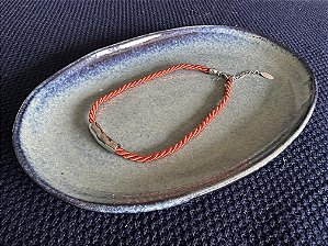 Colar Cordão de São Francisco Laranja e Prateado