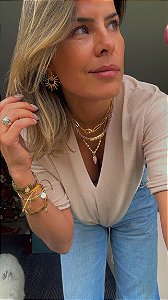 Colar Corrente Dourada com Fecho de Coração