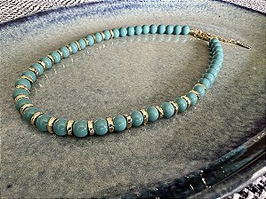 Colar Azul e Dourado