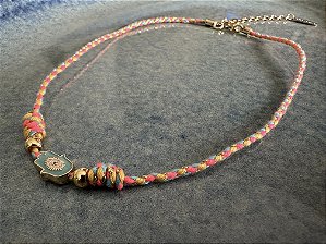 Colar Choker Cordão Colorido
