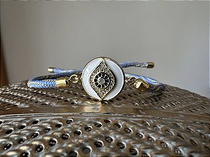 Pulseira Azul com Olho Grego Branco