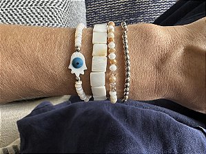 Kiit de Pulseiras Off White e Bege