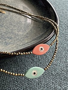 Colar Hematita com Olho Grego Azul Tiffany