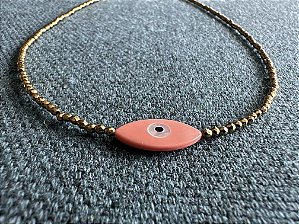 Colar Hematita com Olho Grego Coral