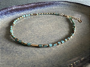 Colar Cristais Facetados Azul