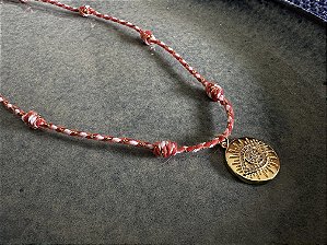 Colar Plaquinha Medalha Olho Grego