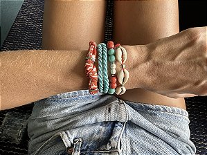 Kit de Pulseiras Bandana Laranja