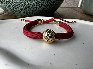 Pulseira Corda Náutica Vermelha com Olho Dourado