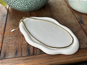 Colar Hematita Dourado Tubos