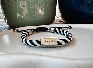 Pulseira Prateada Corda Náutica Preta e Branca