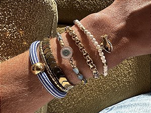 Kit de Pulseiras Azul e Off White