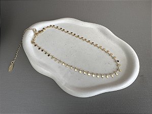 Colar Choker Dourado Moedinhas Lisas