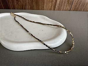Colar Hematita Dourado Slim