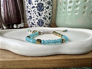 Pulseira Pedra Natural Jade Azul Turquesa