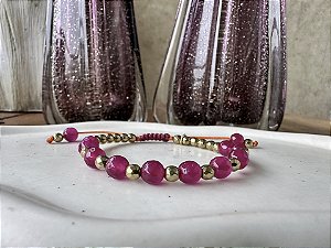 Pulseira Pedra Natural Fúcsia