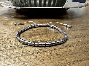 Pulseira Hematita Tubinhos Prateada