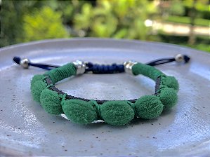 Pulseira Pompom Verde Esmeralda