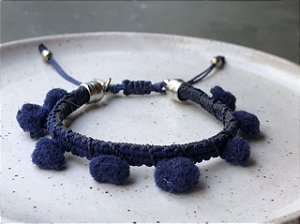 Pulseira Pompom Azul-Marinho