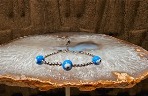 Pulseira Olho Grego Triplo Azul