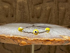 Pulseira Olho Grego Triplo Amarelo