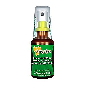 SPRAY DE PROPOLIS MEL HORTELÃ  E MALVA 30ML PROPOLYZ